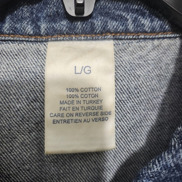 Women's Denim Jacket with Red Accents Size Large - Picture 6 of 8